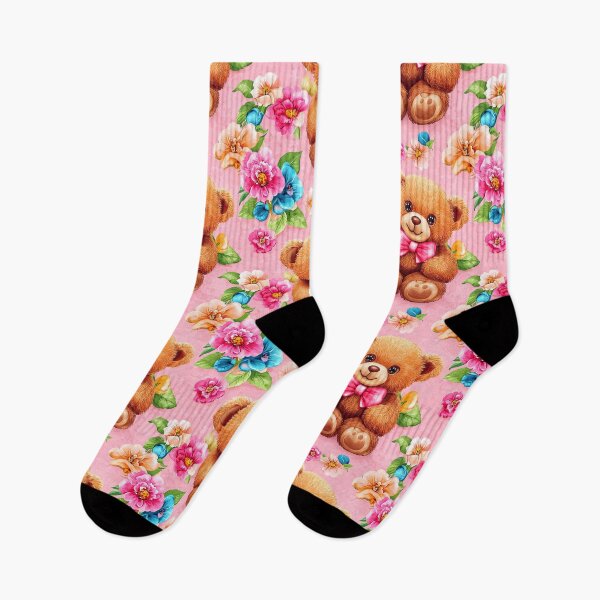 Item preview, Cute teddy bear floral pattern, cute teddy bear seamless design, cute teddy bear background with flowers, Adorable Teddy Bears with Bows on a Floral Background designed and sold by MamaDong.