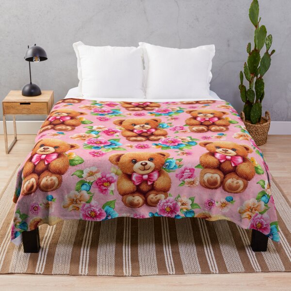 Item preview, Cute teddy bear floral pattern, cute teddy bear seamless design, cute teddy bear background with flowers, Adorable Teddy Bears with Bows on a Floral Background designed and sold by MamaDong.