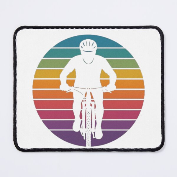 Item preview, Retro MTB Cyclist Silhouette with Colorful Vintage Background designed and sold by Yanoma.