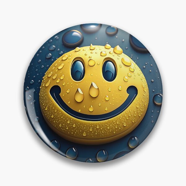 Item preview, Glossy Smiley Face with Water Droplets on Dark Blue – 3D Positive Mood Design for Posters, Backgrounds & Decor designed and sold by AnimalsArts21.