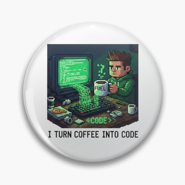 Item preview, I turn coffee into code - Funny 16-bit programmer design designed and sold by Marcelware.