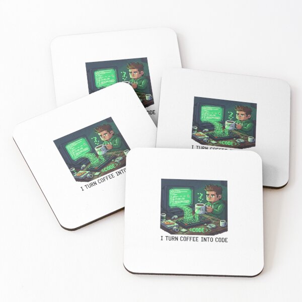 Item preview, I turn coffee into code - Funny 16-bit programmer design designed and sold by Marcelware.