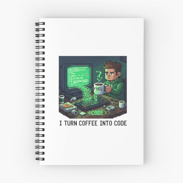 Item preview, I turn coffee into code - Funny 16-bit programmer design designed and sold by Marcelware.
