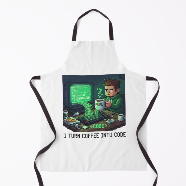 Item preview, I turn coffee into code - Funny 16-bit programmer design designed and sold by Marcelware.