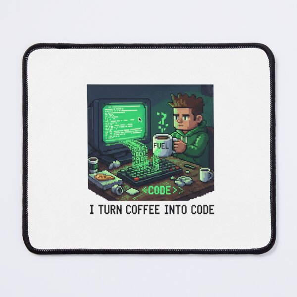 Item preview, I turn coffee into code - Funny 16-bit programmer design designed and sold by Marcelware.