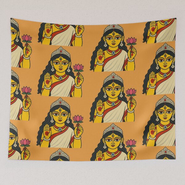 Item preview, Goddess Lakshmi Folk Art Illustration – Divine Indian Artwork by Kartick Dutta designed and sold by KARTICK DUTTA.