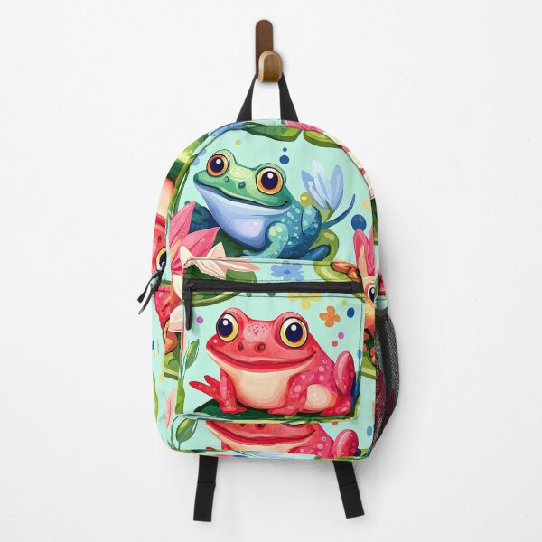Item preview, Colorful frog seamless pattern, frog on lily pad illustration, frog and flower background seamless designed and sold by MamaDong.