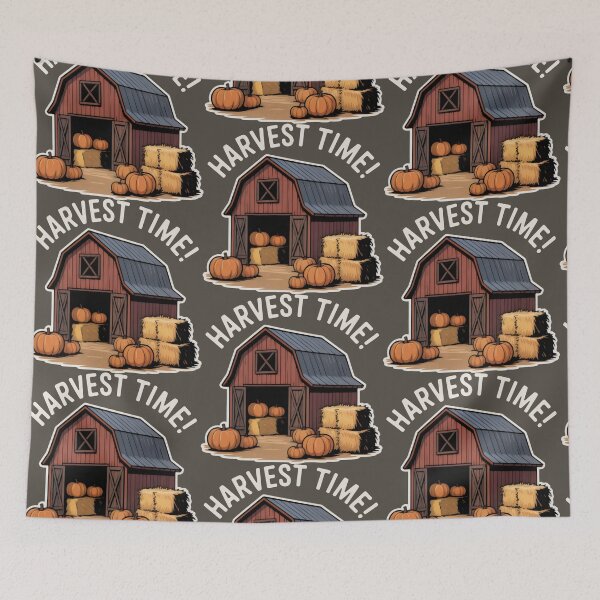 Item preview, Seasonal Red Barn with Pumpkins and Friendly Harvest Mood designed and sold by SplashTastic.