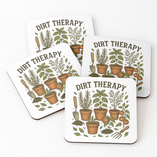 Item preview, Dirt Therapy Gardening Design - Rustic Plant Lover Art with Potted Herbs designed and sold by inkoutninja.