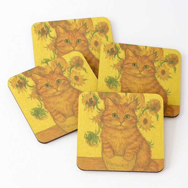 Item preview, Innocent Eyes, Only Love Remains – Funny Cat Art with Sunflowers designed and sold by ArtTrader J.