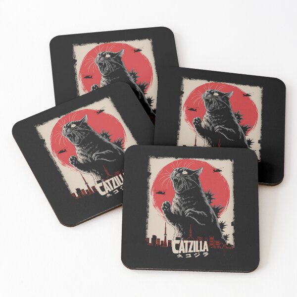 Item preview, Catzilla  Black Cat Kaiju Japanese Monster Attack designed and sold by DedeRLong.