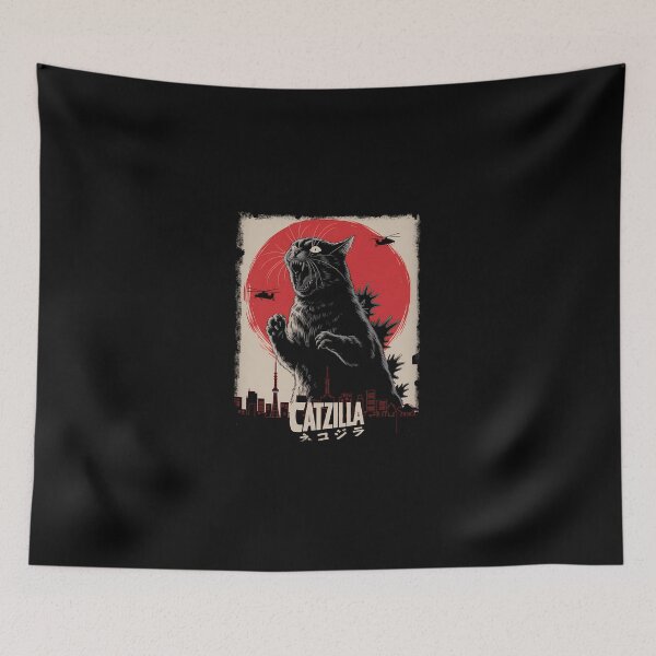 Item preview, Catzilla  Black Cat Kaiju Japanese Monster Attack designed and sold by DedeRLong.
