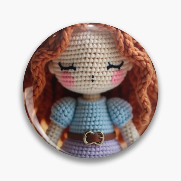 Item preview, Adorable Red-Haired Crochet Doll with Sleepy Eyes designed and sold by MigWhimsy.