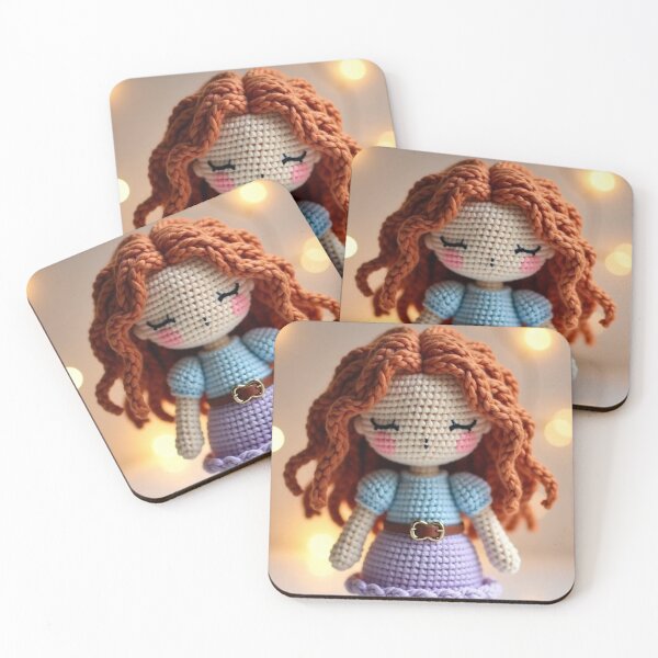 Item preview, Adorable Red-Haired Crochet Doll with Sleepy Eyes designed and sold by MigWhimsy.
