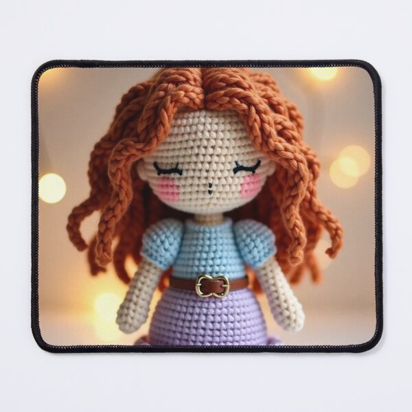 Item preview, Adorable Red-Haired Crochet Doll with Sleepy Eyes designed and sold by MigWhimsy.