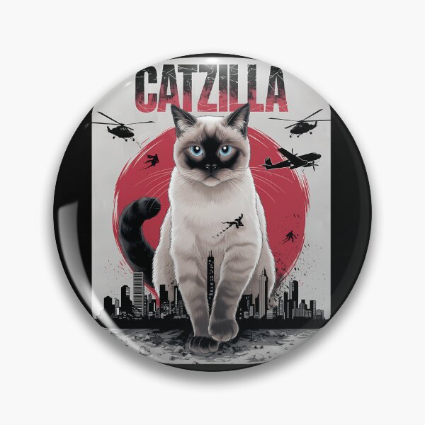 Item preview, Catzilla Siamese Cat City Under Siege Funny Vintage Japanese designed and sold by DedeRLong.