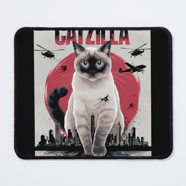 Item preview, Catzilla Siamese Cat City Under Siege Funny Vintage Japanese designed and sold by DedeRLong.