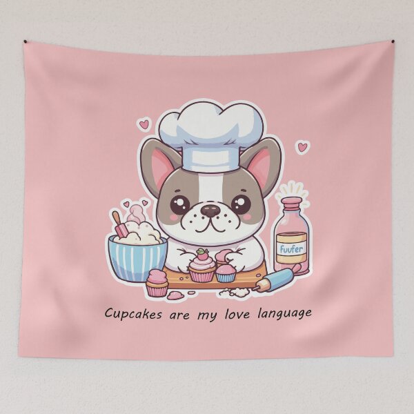 Item preview, Kawaii French Bulldog Baking Cupcakes designed and sold by PetsClan.