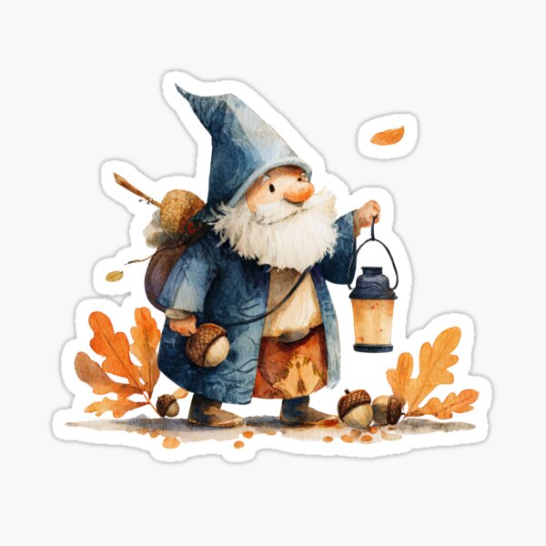 Item preview, Autumn Gnome with Lantern and Acorns – Whimsical Fall Illustration designed and sold by Maya75.