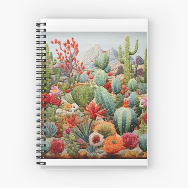 Item preview, embroidery handcraft cactus landscape colorful needle painting designed and sold by G-M-Designs.