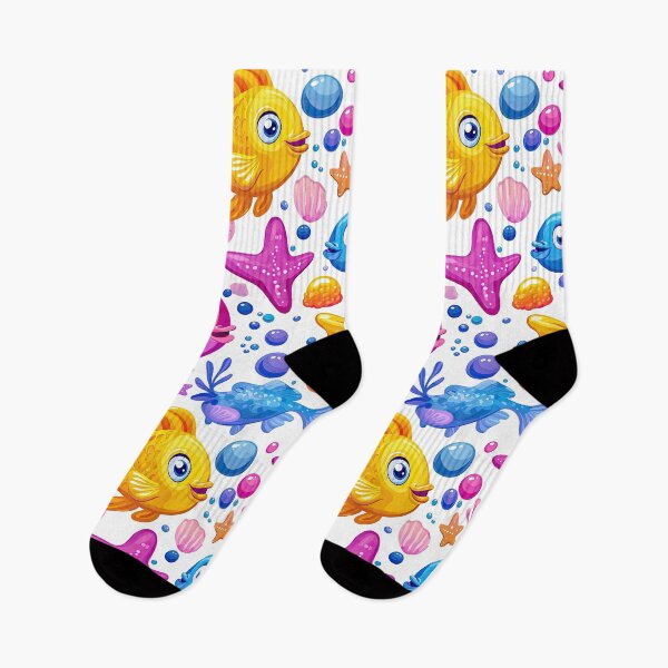 Item preview, Colorful fish seamless pattern, fish starfish bubbles seamless design, cartoon fish seamless background designed and sold by MamaDong.
