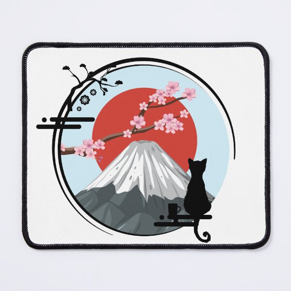Item preview, Coffee Cat in Mt. Fuji Classic  designed and sold by Playful Strokes pom@pom.