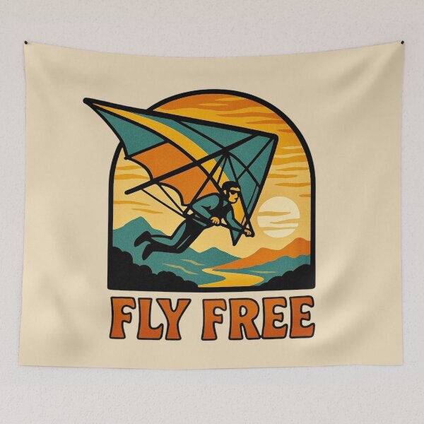 Item preview, Fly Free - Retro Hang Gliding Adventure designed and sold by Myra365Art.