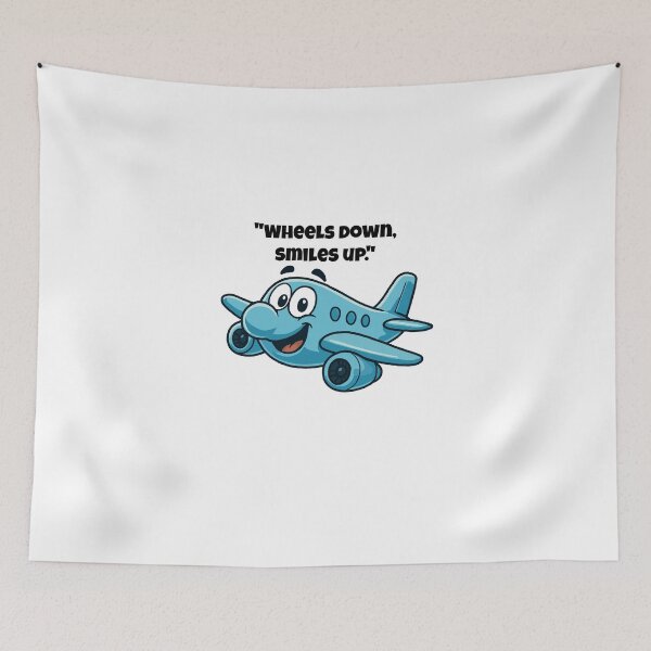 Item preview, Wheels Down, Ready for Fun – Funny Cartoon Airplane Art designed and sold by Latitude 1°N.