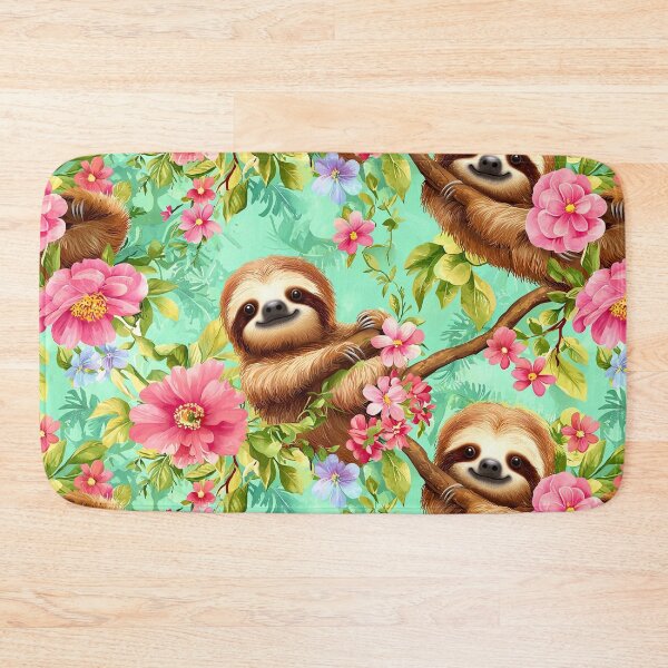 Item preview, Cute sloth seamless pattern, sloth flower jungle seamless design, cartoon sloth seamless background designed and sold by MamaDong.