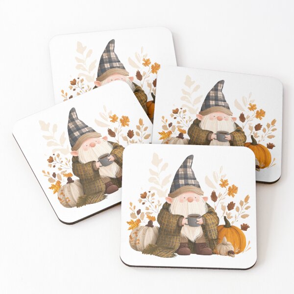 Item preview, Cozy Autumn Gnome with Coffee and Pumpkins – Fall Illustration designed and sold by Maya75.