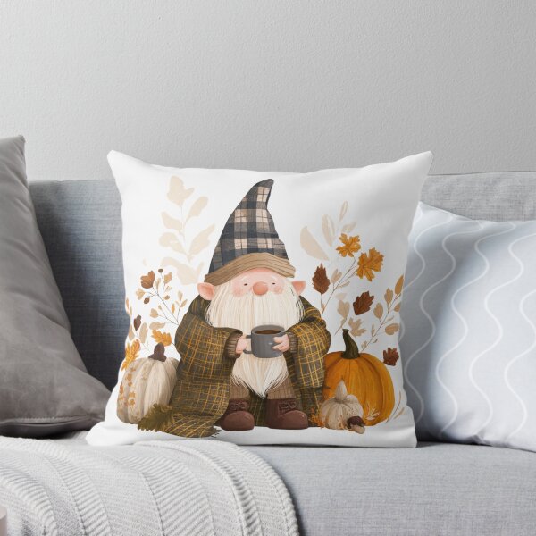Item preview, Cozy Autumn Gnome with Coffee and Pumpkins – Fall Illustration designed and sold by Maya75.