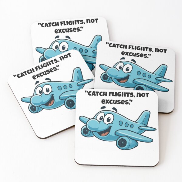 Item preview, Catch Flights, Not Excuses – Funny Cartoon Airplane Design designed and sold by Latitude 1°N.