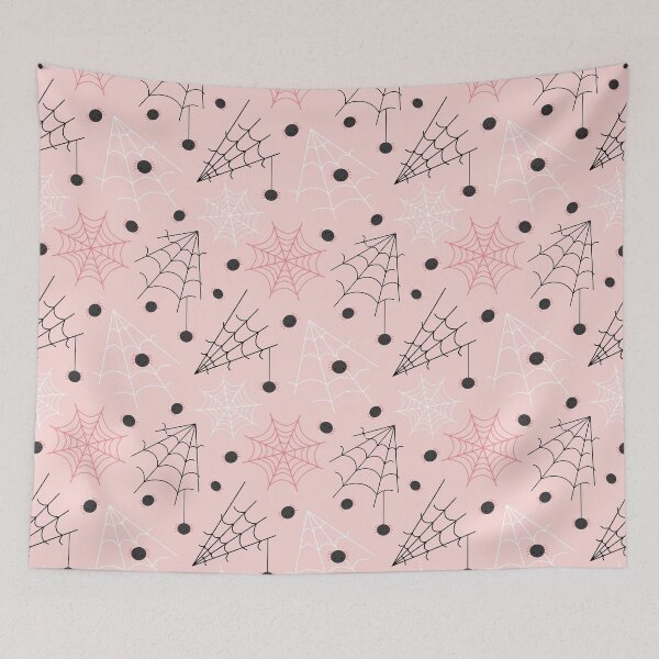 Item preview, Pink Halloween Pattern with Cute Spiders and Spiderwebs designed and sold by Julza Art.