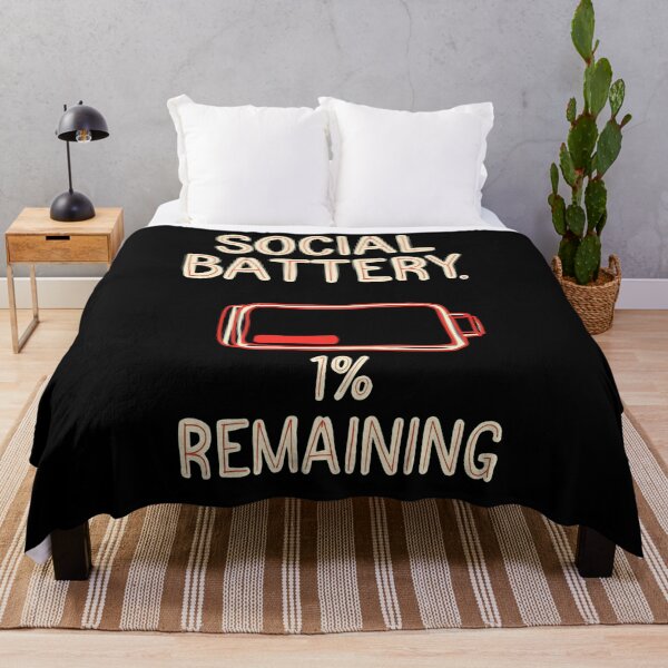 Item preview, Social Battery 1% – Funny Introvert Quote designed and sold by Haji  Kamora.