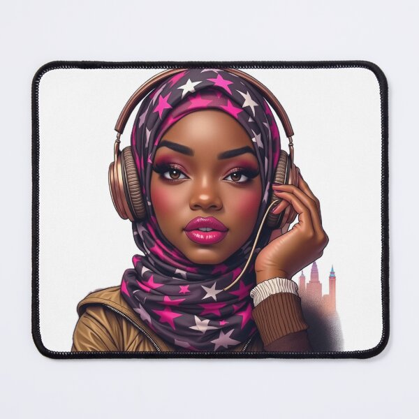 Item preview, Stylish Hijabi Girl Sticker | Dark Skin Muslim Woman with Headphones designed and sold by Lulunza.