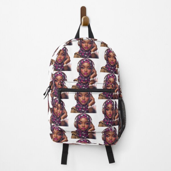 Item preview, Stylish Hijabi Girl Sticker | Dark Skin Muslim Woman with Headphones designed and sold by Lulunza.