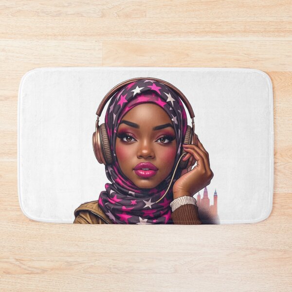 Item preview, Stylish Hijabi Girl Sticker | Dark Skin Muslim Woman with Headphones designed and sold by Lulunza.