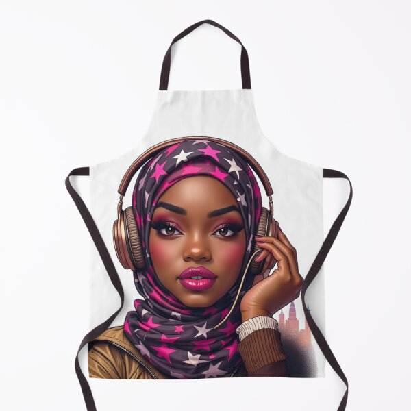 Item preview, Stylish Hijabi Girl Sticker | Dark Skin Muslim Woman with Headphones designed and sold by Lulunza.