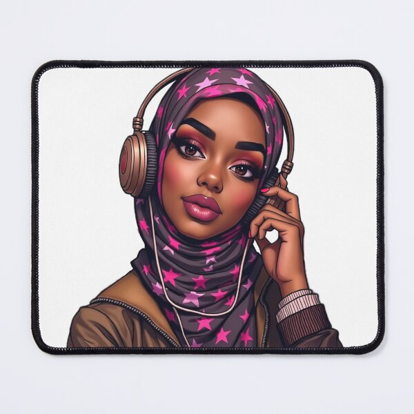 Item preview, Elegant Hijabi Girl Sticker | Cute Muslimah in Star Scarf with Headphones designed and sold by Lulunza.