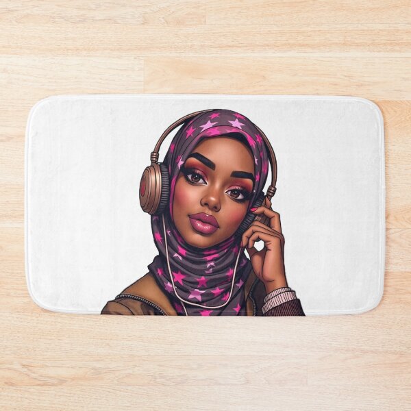 Item preview, Elegant Hijabi Girl Sticker | Cute Muslimah in Star Scarf with Headphones designed and sold by Lulunza.