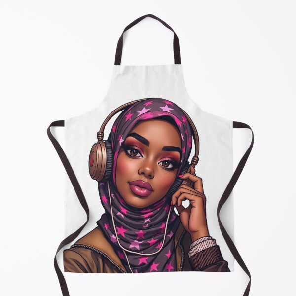 Item preview, Elegant Hijabi Girl Sticker | Cute Muslimah in Star Scarf with Headphones designed and sold by Lulunza.