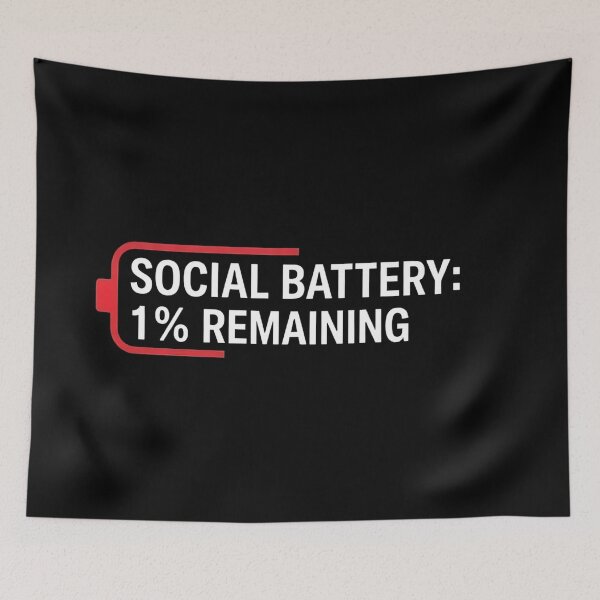 Item preview, Social Battery 1% – Funny Introvert Quote designed and sold by Haji  Kamora.