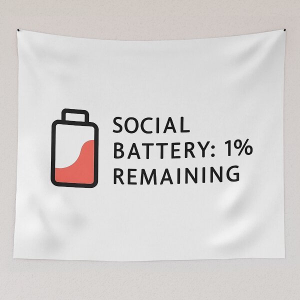 Item preview, Social Battery 1% – Funny Introvert Quote designed and sold by Haji  Kamora.