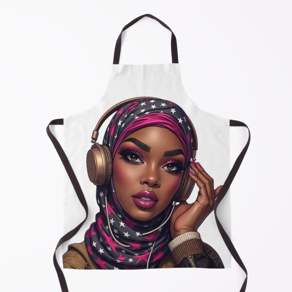 Item preview, Trendy Hijabi Girl Sticker | Dark Skin Muslim Woman Listening to Music designed and sold by Lulunza.