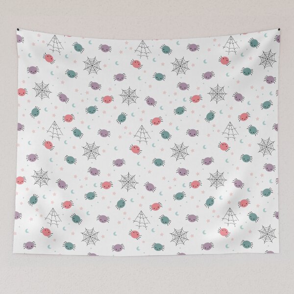Item preview, Cute Halloween Pattern with Colorful Spiders and Spiderwebs designed and sold by Julza Art.