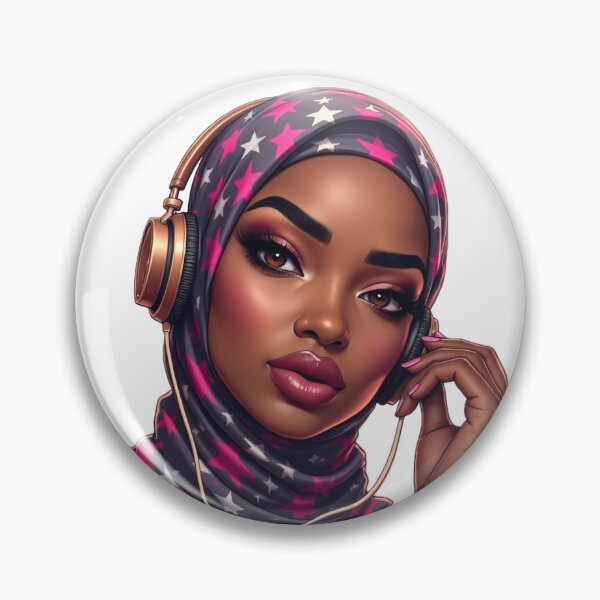 Item preview, Beautiful Hijabi Girl Sticker | Cute Muslim Woman in Star Pattern Hijab designed and sold by Lulunza.