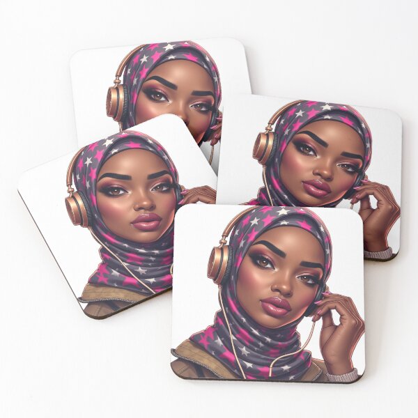 Item preview, Beautiful Hijabi Girl Sticker | Cute Muslim Woman in Star Pattern Hijab designed and sold by Lulunza.