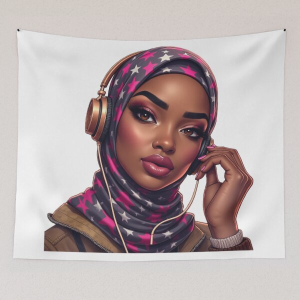 Item preview, Beautiful Hijabi Girl Sticker | Cute Muslim Woman in Star Pattern Hijab designed and sold by Lulunza.