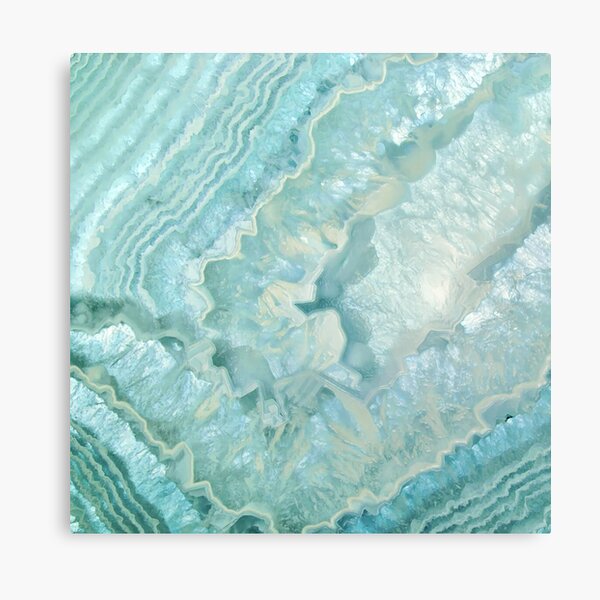 "Aquamarine Pastel and Teal Agate Crystal" Canvas Print