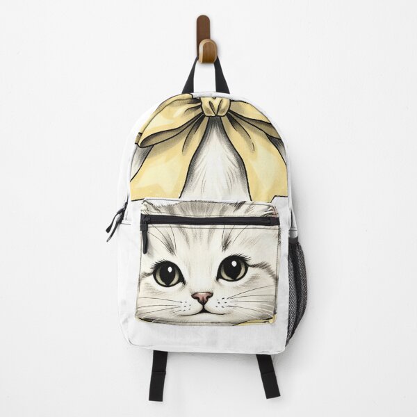 Item preview, Adorable White Kitten with Vintage Yellow Bow Design designed and sold by Imaginationbeyond.
